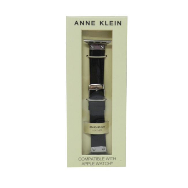 Anne Klein Fashion Leather Band For Apple Watch Black/Silver 38/40/41MM