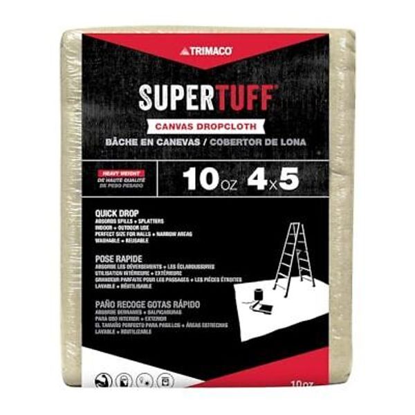 SuperTuff 10 oz thick Heavyweight Canvas Drop Cloth, 4-feet x 5-feet