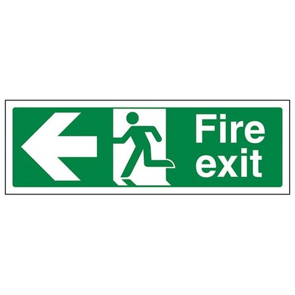 V Safety Fire Exit - Fire Exit Arrow Left - 450 X 150mm