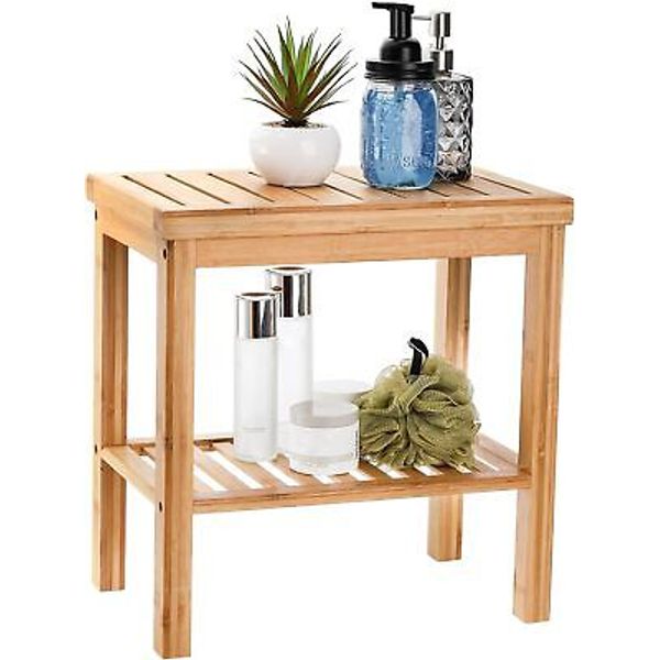 SOUJOY Bamboo Shower Bench, Bath Seat Stool, Spa Foot 16.5"L x 11"W x 17.7"H