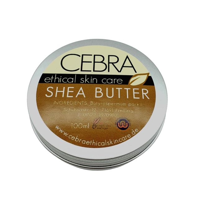 Cebra ethical skincare Shea Butter Bio Roh 100ml, vegan, für alle Hauttypen, feuchtigkeitsspendend, parfümfrei