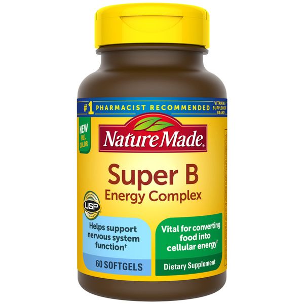 Nature Made Super B Energy Complex, Dietary Supplement for Brain Cell Function Support, 60 Softgels, 60 Day Supply