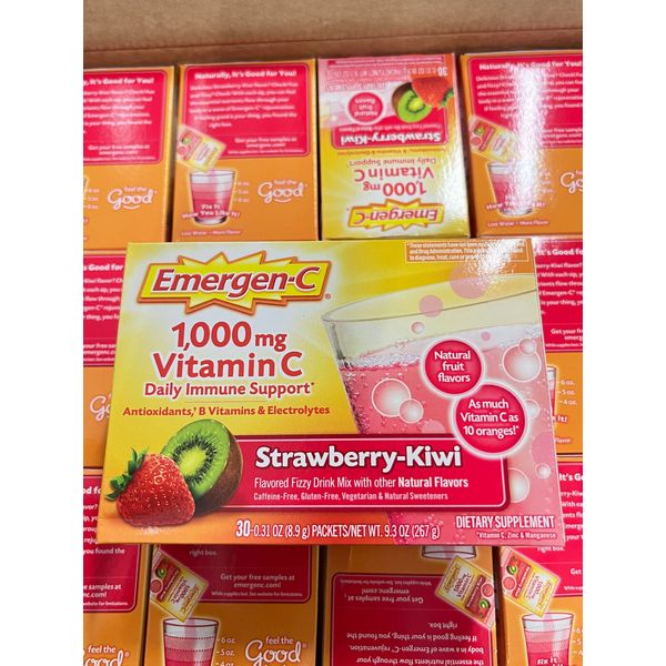 Emergen-C Vitamin C Strawberry Kiwi Flavored Fizzy Drink Mix 1,000 mg 30 Count