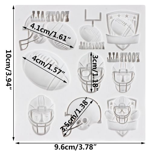 Lingzhi Rugby Football Fondant Molds Rugby Football Helmets Silicone Mold Ball Candy Mold For Sports Theme Cake Decoration Cupcake Topper Chocolate Sugar Craft Gum Paste Polymer Clay