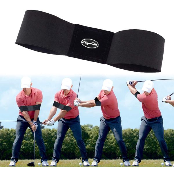 Jeantet Sport Golf Swing Trainer Aid Grip Secret Arm Band Trainer Value 1/2 Pack, Golf Training Aids Professional Motion Posture Correction Belt For Men Women Kids (1 Pack Golf Swing Band-Black)