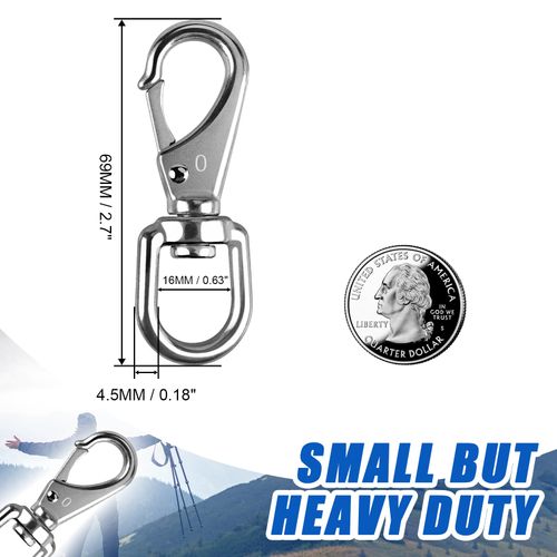 KINLINK 304 Stainless Steel Swivel Snap Hooks, 4 Pack 2.7 Inch Flag Pole Clips, Heavy Duty Spring Snap Hooks for Flagpole Rope, Dog Leash, Keychain, Boat Anchor Rope, Bird Feeder
