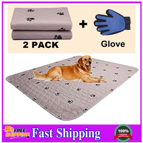 Washable Dog Pee Pads & Puppy Grooming Gloves, Reusable, Waterproof, Absorbent