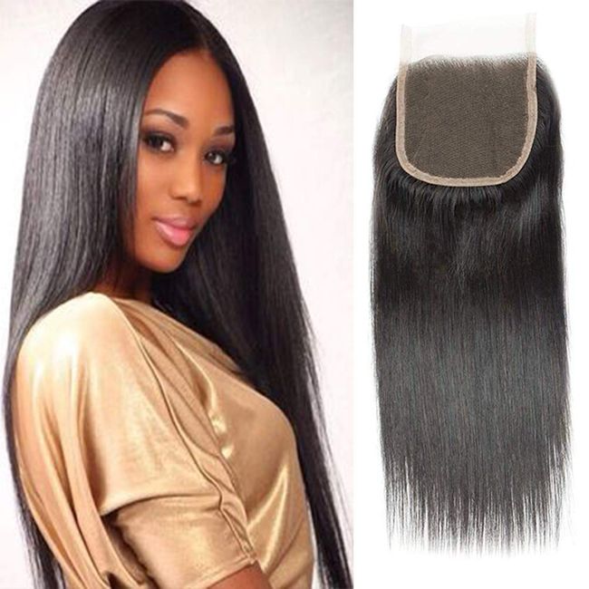 Selina Lace Closure Hd Lace Closure 4x4 Closure Brazilian Straight Lace Closure Lace Closure Human Hair Lace Closure Free Part Natural Hair Color Black(8inch Straight, Free Part)