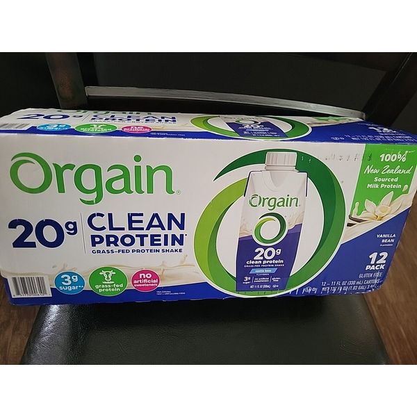 Orgain Clean Protein Shake Grass Fed Dairy Vanilla Bean 12ct- 20g  Gluten Free