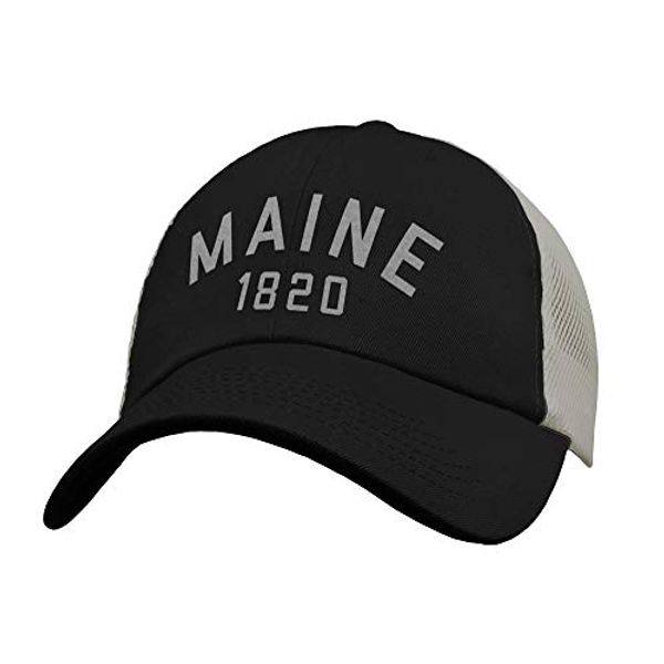 207 Threads Maine Trucker Hat | Snapback Cap | Soft Mesh Back Unstructured & Comfortable Baseball Hat for Women & Men (Black)