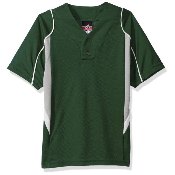 Alleson Ahtletic Boys Youth Baseball Jersey, Dark Green/Grey/White, XX-Small