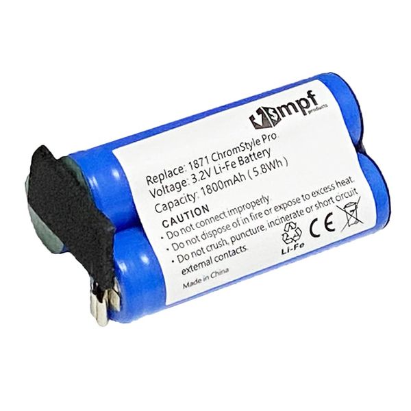 MPF Products 1800mAh 3.2V 1871-7960 Battery Replacement Compatible with WAHL1871 Moser 1871 ChromStyle Pro, 1871-0071, 1871-0072 Cordless Hair Clippers