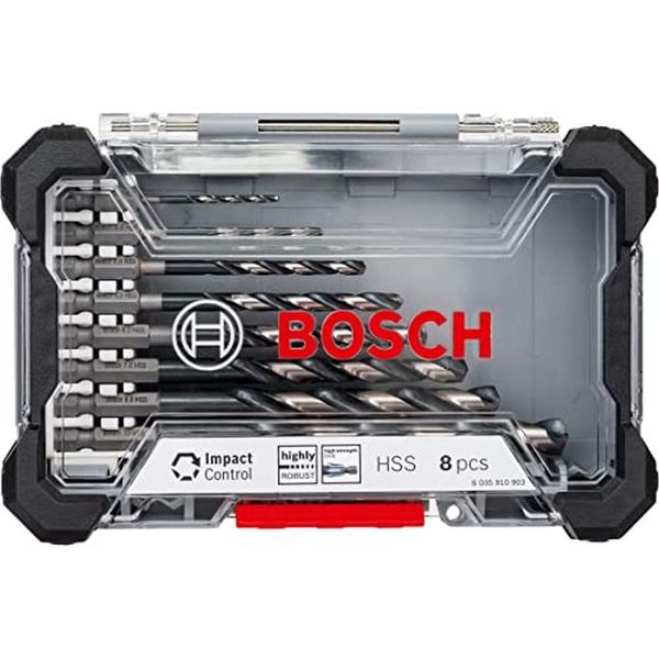 Bosch Professional 2608577146 8-piece Impact Control Screwdriver Bit and Ceramic Drill Bit Set (Pick and Click, HEX-9, Accessories for Impact Drivers)