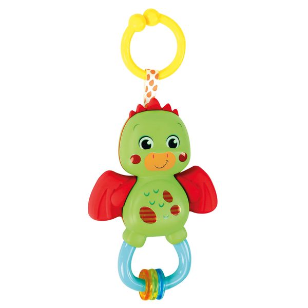 Clementoni - Little Dragon Rattan Baby Dummy with Teether Toy for Children 3 Months Strengthens Motor and Sensory Skills Made in Italy Colour Multilingual 17779