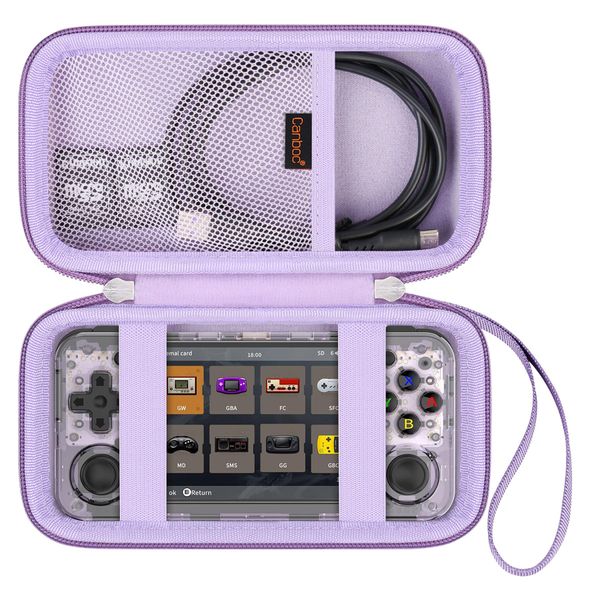 Canboc Hard Carrying Case Compatible with RG35XX H/ RG40XX H Retro Handheld Game Console, Video Gaming Console Storage Box, Mesh Pocket fits Cable, SD Card, Purple (Case Only)