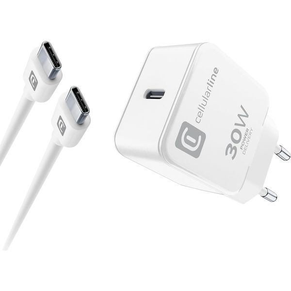 Cellularline USB-C Charger Kit for Apple 30W PD White