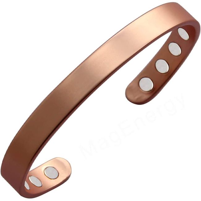 MagEnergy Copper Bracelet for Men and Women 99.9% Pure Copper Bangle Small size 6.3" Adjustable with 8 Magnets (6.3inch)