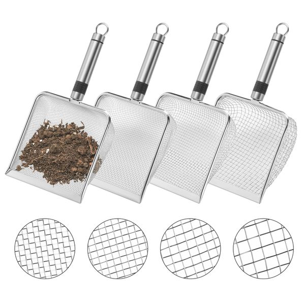 4 Pieces Gardening Soil Sifter - 2/2.8/3.8/5mm Garden Riddle Mesh Sieves - Gardening Sand Mesh Sifter for Soil Sand Rocks Dirt Compost