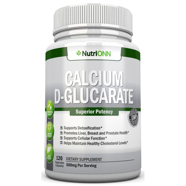 Calcium D-Glucarate - 500mg - 120 Natural Keto-Friendly Vegan Detox Capsules