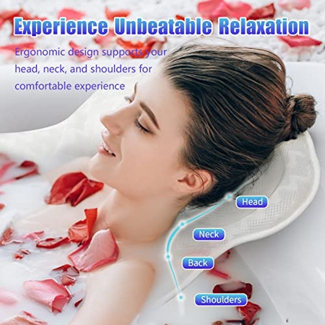 Bath Pillows for Tub Neck and Back Support, Relaxing Bathtub Pillow for Men  and