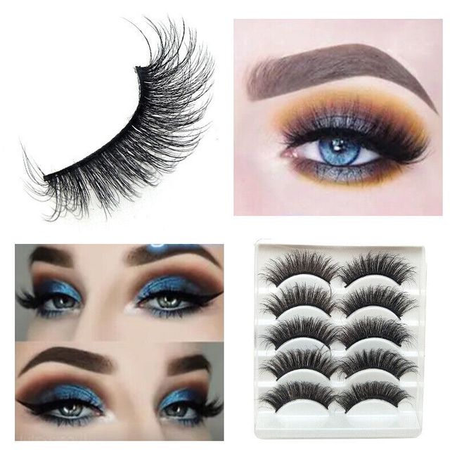 5 Pairs 3D Mink False Eyelashes Wispy Cross Long Thick Soft Fake Eye Lashes New