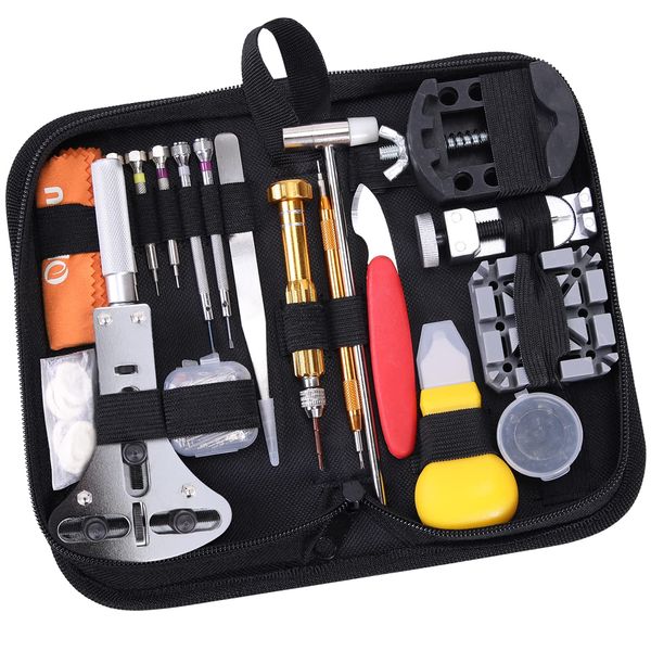 Watch Repair Kit, Ohuhu 192 PCS UPGRADED Heavy Duty Watch Link Removal Battery Replacement Band Tool Kit, Watch Back Remover Tool Professional Watch Repair Opener Tools with PU Leather Bag User Manual