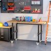Natural Wood 59" Home Garage Center with Height Adjustable Legs, Black