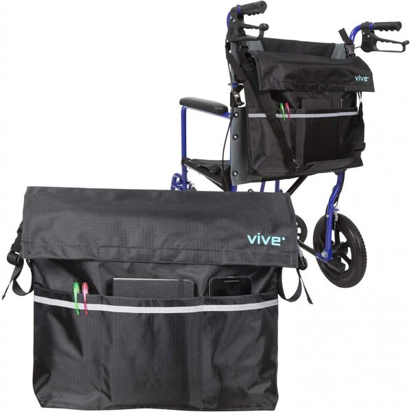 Vive Wheelchair Bag - Electric Wheel Chair Accessories Pouch for Black