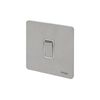 Schneider Electric Ultimate Screwless Flat Plate 16AX Intermediate Switch Stainless Steel White Insert