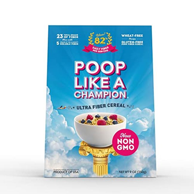 Poop Like a Champion Healthy Choice Ultra High Fiber Cereal - A Low Carb Food, Keto Friendly Food & Fiber Supplement | Breakfast Essentials with Soluble Fiber, Insoluble Fiber & Psyllium Husk Powder