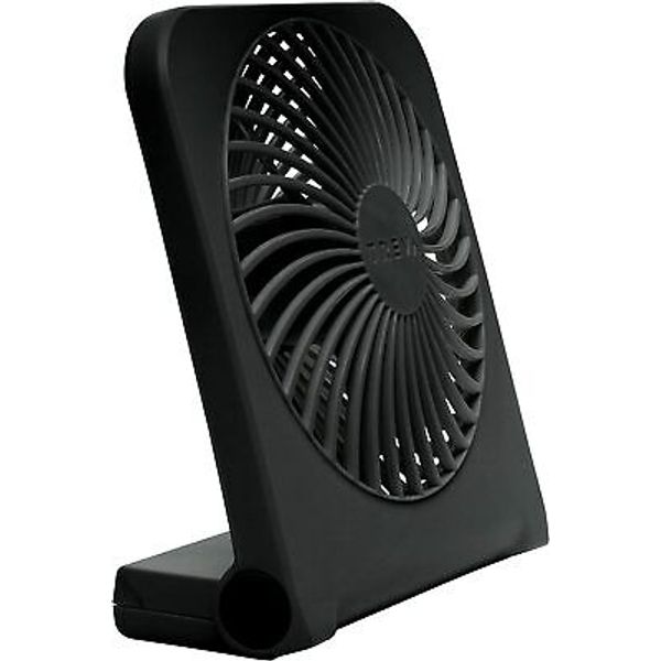 Treva 5-Inch USB And Battery Powered Desk Fan With Two Cooling Speeds Black