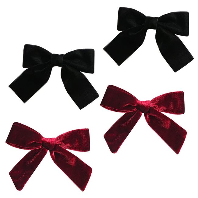 4pcs Bow headdress bridal headpieces for wedding bowknot hair clamp bow headpiece hair ribbon decorative hair clip aliigator hair clip bridal bow red bow Christmas pin child velvet