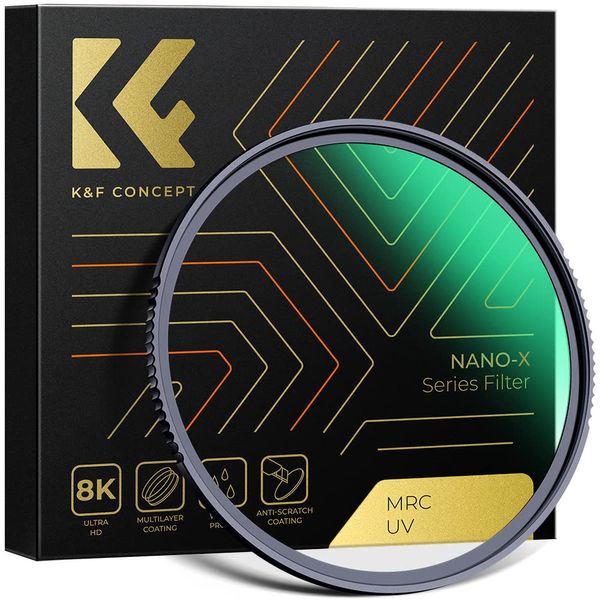 K&F Concept 77mm Lens Protection Filter, AGC Optical Glass, HD Super Resolution, High Transmittance, Low Reflectivity, Ultra Thin, 28 Layer Nano Coating, Water Repellent, Stain Resistant, Scratch