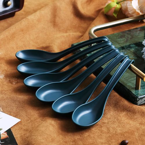 Evanda Plastic Soup Spoon of 12 Pieces, Unbreakable Reusable Dinner Spoon for All Purpose and All Age Microwave Safe BPA Free Dishwasher Safe (Dark Green)