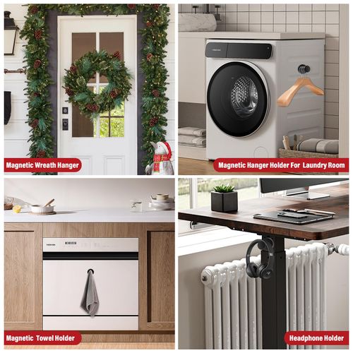 TOP MAGNETS Magnetic Hooks for Cruise Cabins, Black 150Lb Magnetic Wreath Hanger, Locker Accessories, Strong Magnetic Hooks for Classroom, Whiteboard, Grill, Cruise Ship, Garage, Hanging - 3Pcs