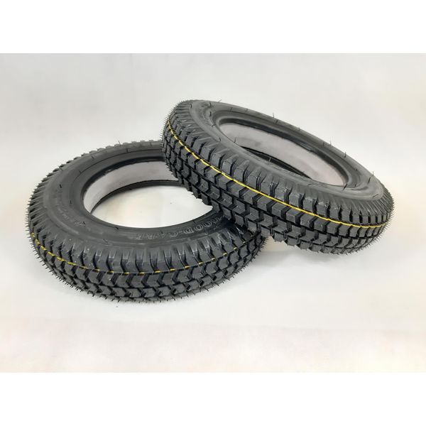 2 X 3.00-8 Black Solid Mobility Scooter Tyres Block Pattern (Good Care) 300 x 8