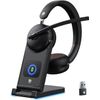 Wireless Headset with Mic for Work,Noise Cancelling, 10Min Fast Charge