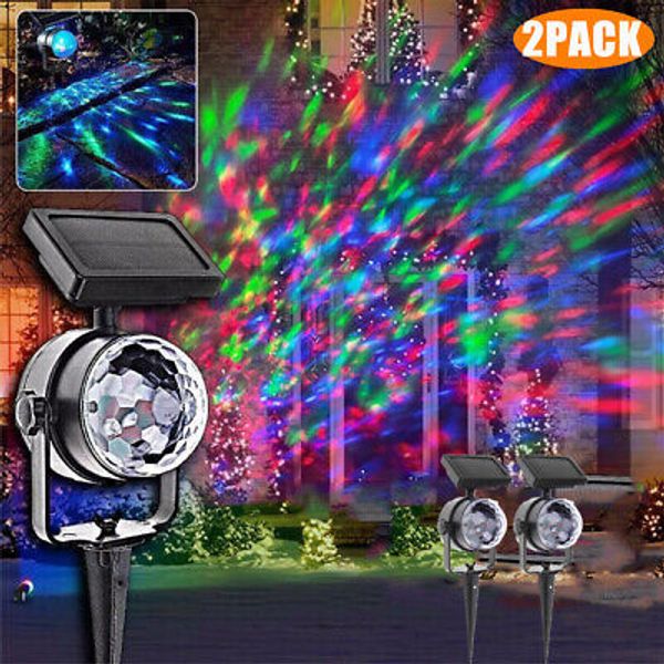 2XWaterproof Solar Laser LED Projector Light In/Outdoor Christmas Lamp Xmas Deco