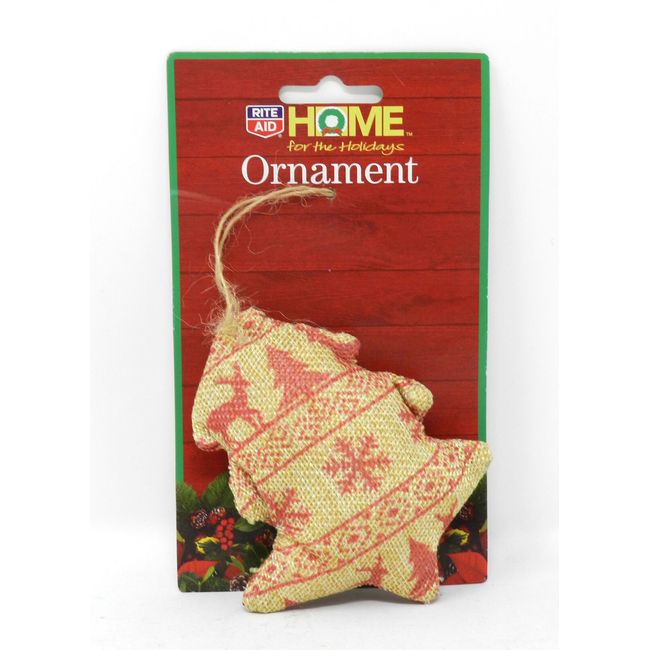 Home For The Holidays Christmas Tree Burlap Ornament Beige