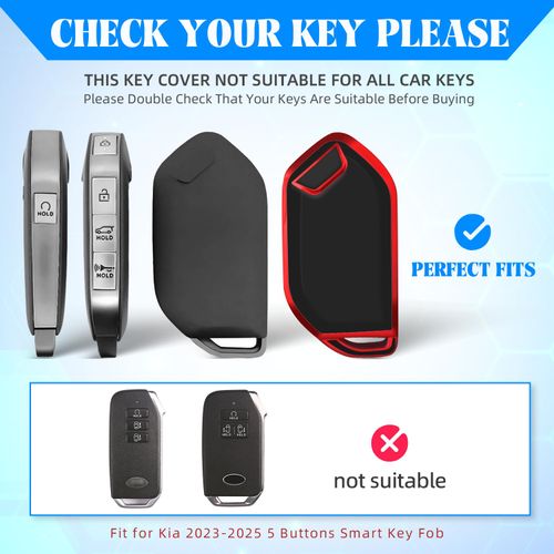 QBUC for KIA Key Fob Cover with keychian,TPU Protection Key Case Compatible with Telluride 2023 2024 2025 EV5 Sorento K4 K5 GT-Line Remote Smart Key Fob Protector (Red)