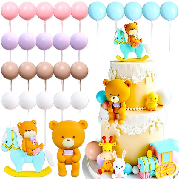 LaVenty Gender Reveal Cake Toppers Boy or Girl Cake Decoration Teddy Bear Cake Decoration Baby Shower Cake Decoration