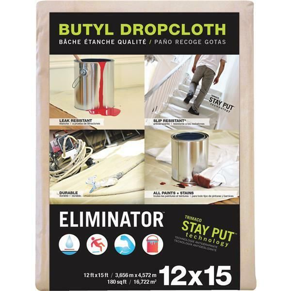 (1)-Trimaco Eliminator Butyl-Back Canvas 12 Ft. x 15 Ft. Heavy-Duty Drop Cloth