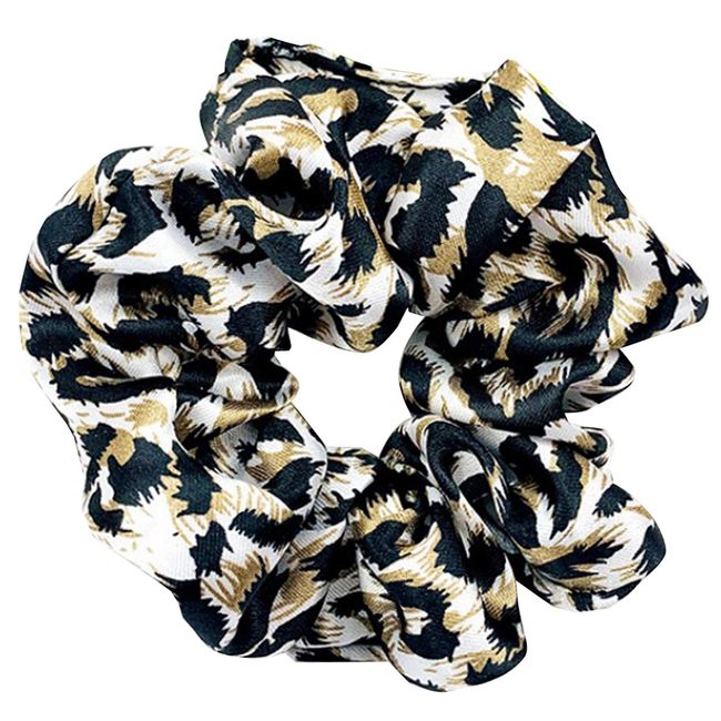 WHITE FANG ZA038 Women's Scrunchie Hair Rubber Leopard Pattern Leopard Stylish Hair Access Women's ZA038 (01: Off White)