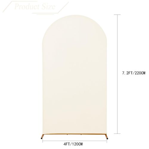 bricia Wedding Arch Backdrop Stand Cover, 7.2FT Double Sided Stretchy Arch Cover Fitted Wedding Birthday Party Banquet Decoration (Beige 86.4''Lx48''W)