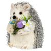 Northlight Hedgehog Floral Easter Figurine - 5" - Cream and Gray