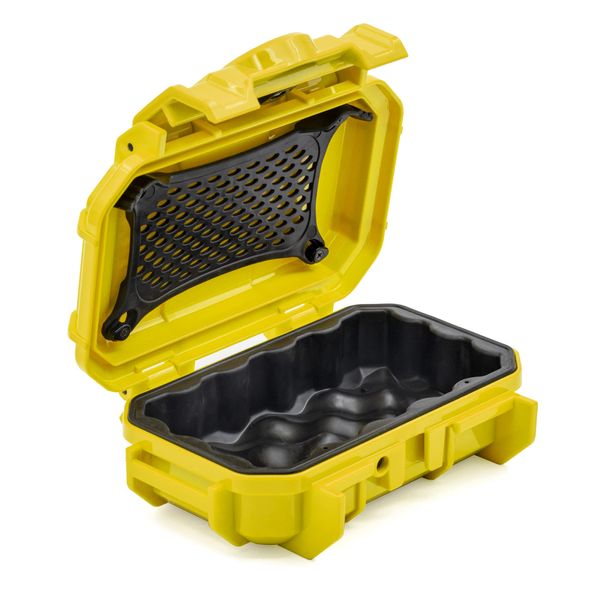 Seahorse 52 Portable Waterproof Dry Box Hard Protective Micro Case - Mil Spec/USA Made / IP67 Waterproof/Lockable - for Earbuds, PLB, IEM, Small Medical Devices, Stash Box (Yellow)