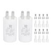 PATIKIL CBB60 3uF Run Capacitor,2 Pcs AC450V 4 Pin Double Insert with Sheath Spring, White