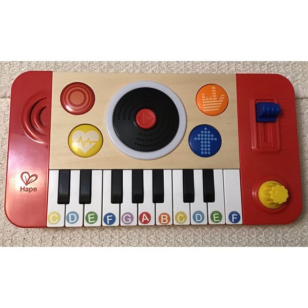 Hape DJ Mix & Spin Studio Musical Toy RED: 18 Key Keyboard, Lots of Fun Features