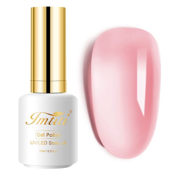 Imtiti Gel Nail Polish- Jelly Light pink Color Gel Polish Soak Off Nail Lamp Nail Art Manicure Salon DIY at Home, 15ml Christmas Nail Art