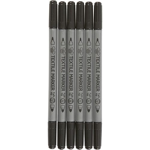 Creativ 100263 Company 6-Piece Fabric Markers, Black